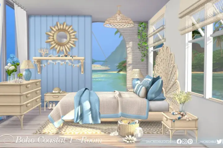 Boho Coastal Bedroom 1 - Oceanic Blue -Room 🌊