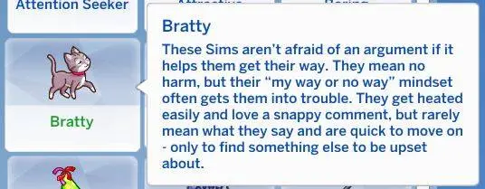 Bratty Trait