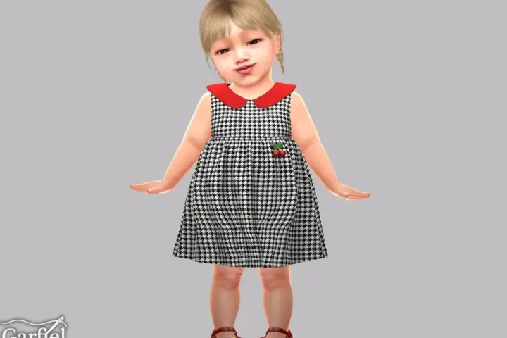 Infant - Charming houndstooth dress with sweet contrast collar