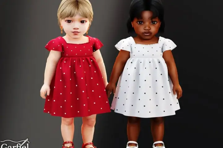 Infant - Sweet polka dot dress with gentle flutter sleeves