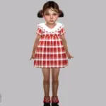 Toddler - Sweet plaid dress with cherry embroidered collar