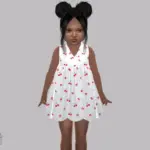 Toddler - Cherry print collared dress with scalloped hem