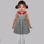 Toddler - Houndstooth swing dress with colorful Peter Pan collar