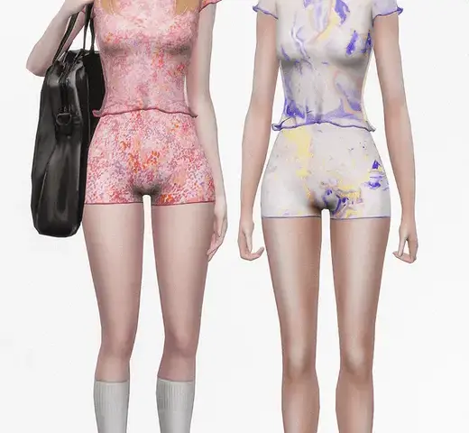 Priscavera Sculpting Mesh Baby Tee & Short