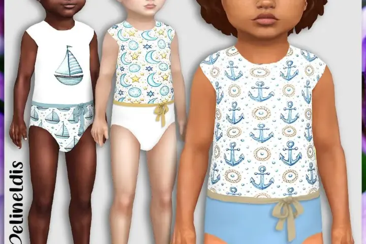 Toddler Green and Blue Summer Bodysuits