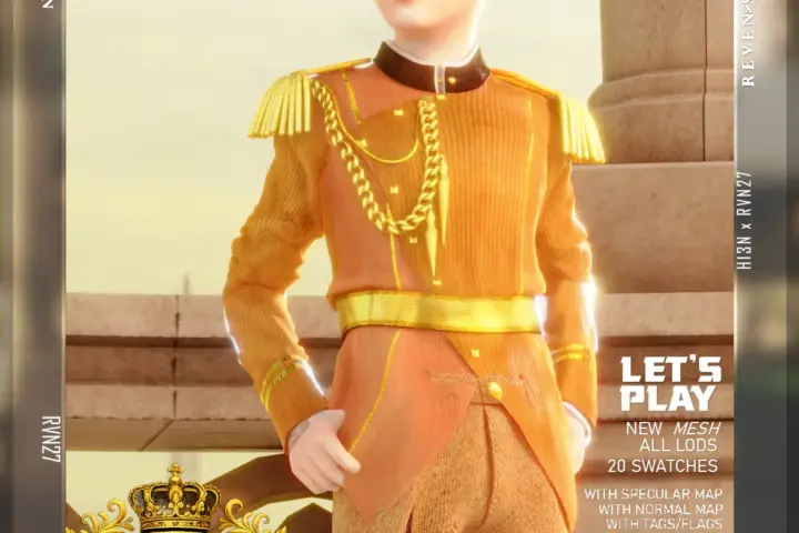 Boy's Asymmetrical Gold Chain Ornate Ceremonial Jacket