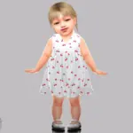 Infant - Sleeveless cherry dress with scalloped hem detail