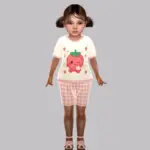 Toddler - Sweet strawberry pajama set with gingham shorts