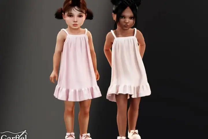 Toddler - Silky satin slip dress with soft ruffle hem