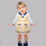Infant - Soft nautical dress with anchor pocket details