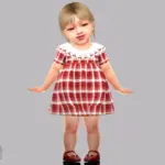 Infant - Plaid baby dress with scalloped cherry collar