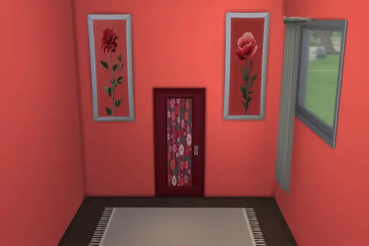 Doors, paintings, and walls with colorful floral patterns