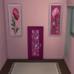 Doors, paintings, and walls with colorful floral patterns