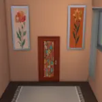 Doors, paintings, and walls with colorful floral patterns