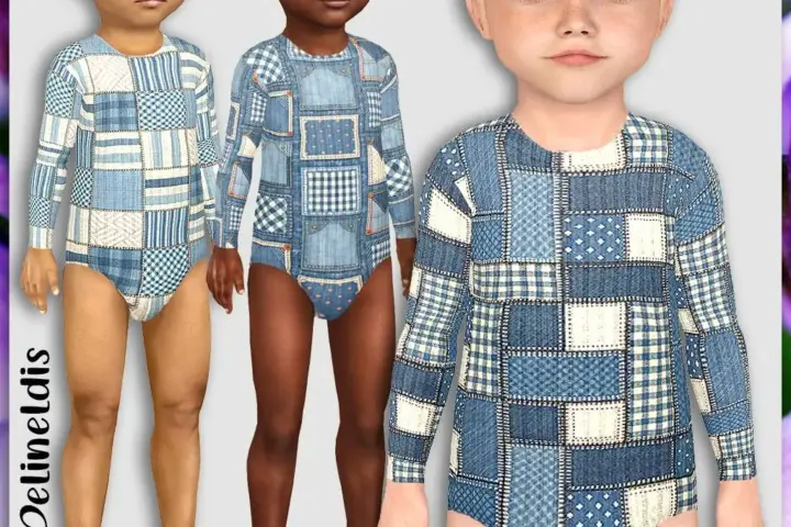 Toddler Denim Patchwork Bodysuits