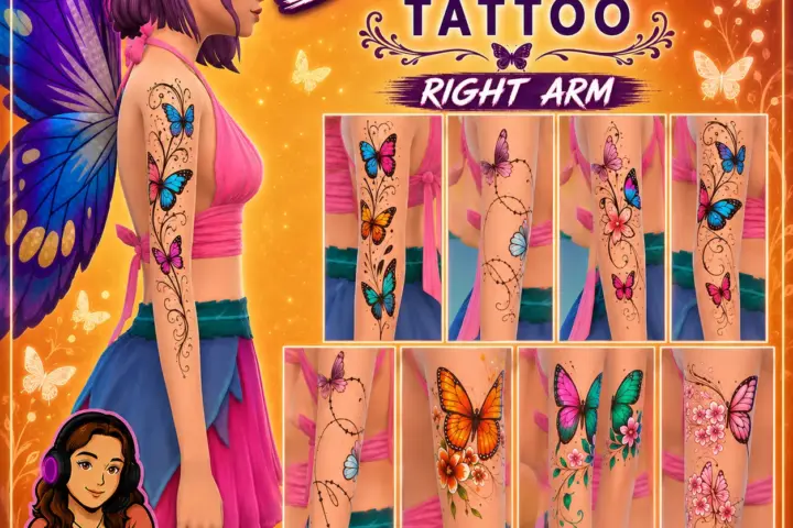 Butterflies tattoo right arm by Pyanett