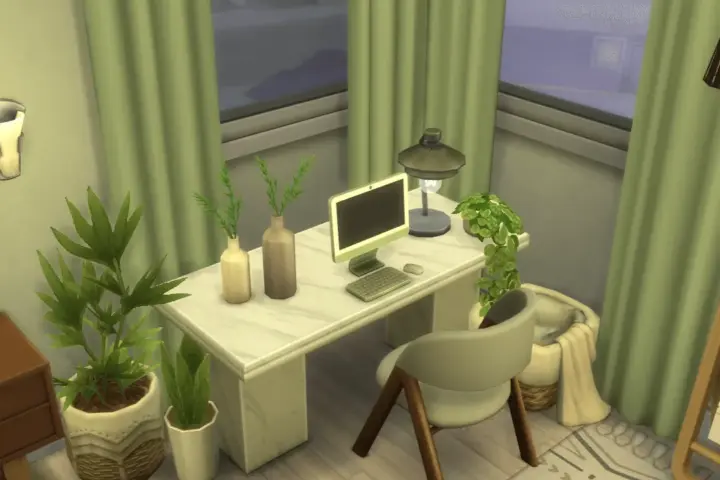 Dark Wood & Green Bedroom