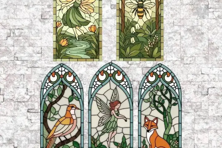 Stained Glass Window Sticker 5 Pack No.4