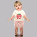 Infant - Cozy strawberry pajama set with gingham shorts