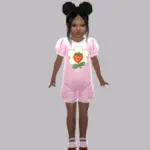 Toddler - Soft puff sleeve romper with strawberry flower applique