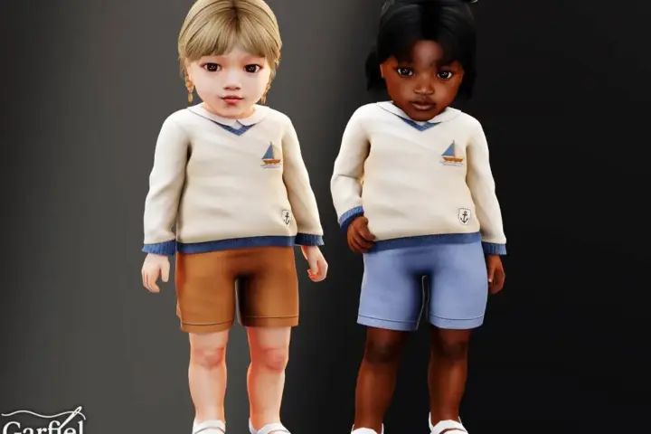 Garfiel - Infant - Soft sailor knit top and shorts set