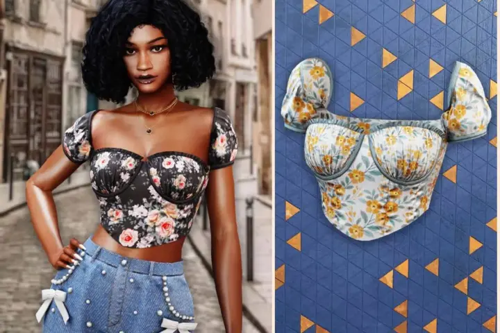 Blooming corset blouse