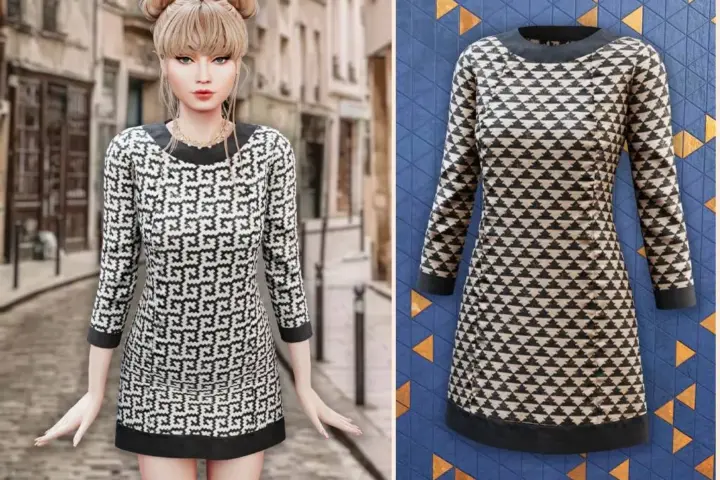 Geometric knit shift dress