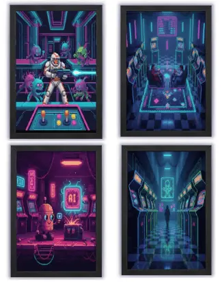 painting, carpet and curtain Rétro Gaming