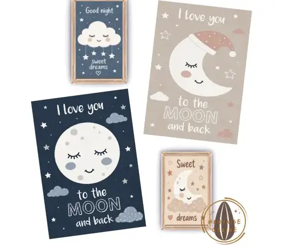 To the Moon and Back nursery rug and frames
