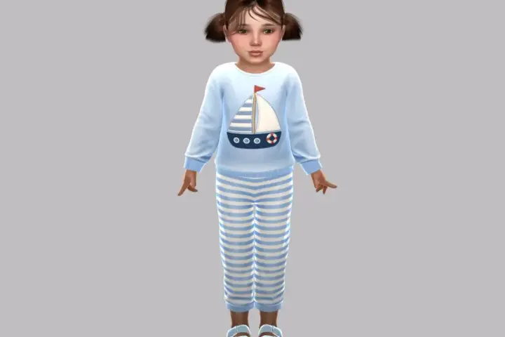 Toddler - Cotton pajama set with printed top and pants