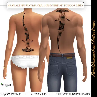 Floral Hammerhead Tattoo Unisex