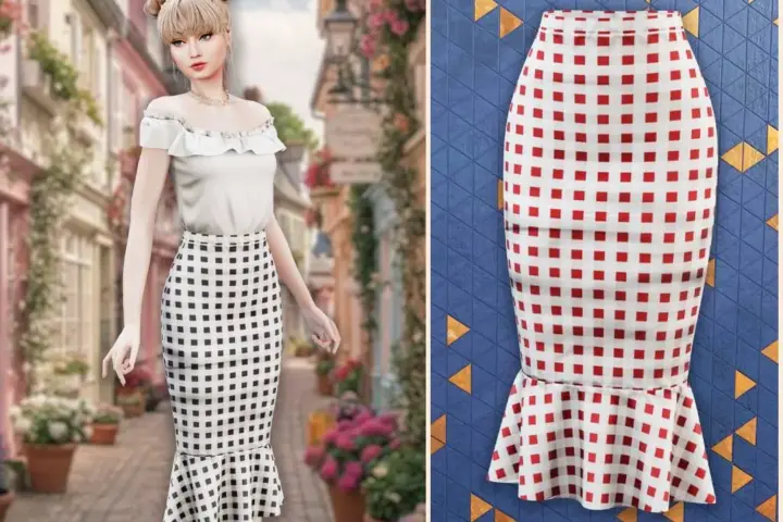 Gingham mermaid skirt