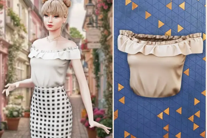 Ruffled bardot blouse