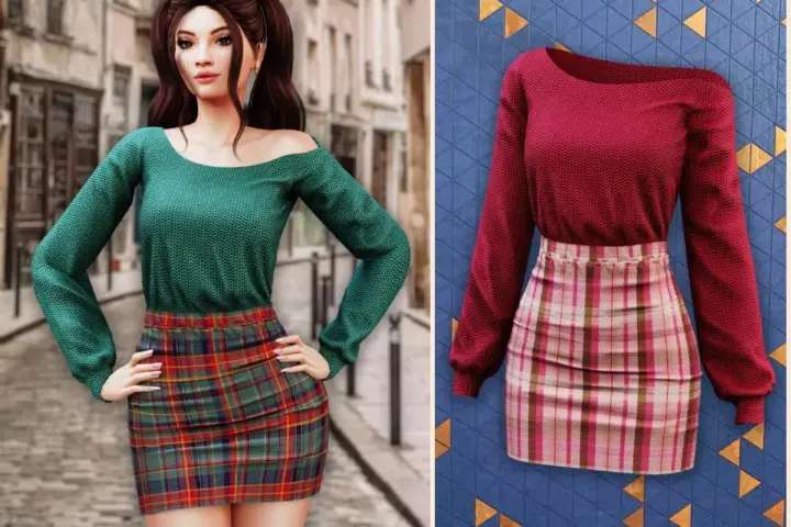 Cozy plaid sweater set