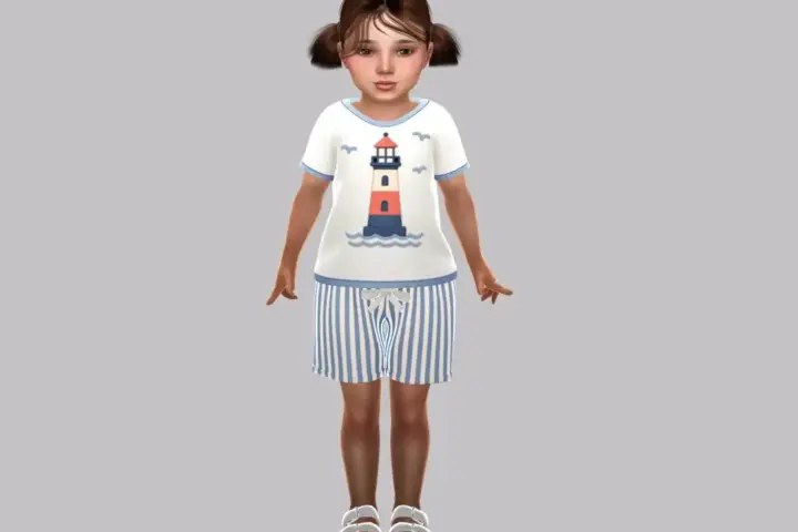 Toddler - Nautical striped shorts set with playful seaside charm