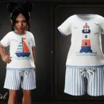 Toddler - Nautical striped shorts set with playful seaside charm