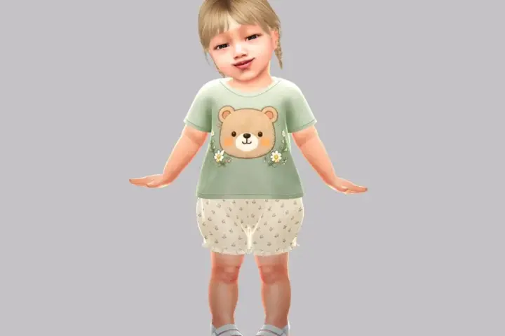 Infant - Sweet floral shorts set with adorable woodland friends