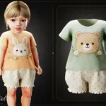 Infant - Sweet floral shorts set with adorable woodland friends