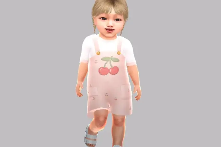 Infant - Soft cherry shortalls set with layered tee