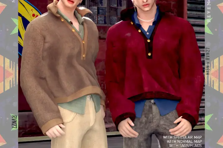 Men's Dress Shirt Buttoned Pullover