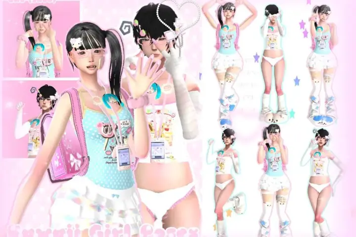 𝄞꒱ kawaii girl poses Ꮺ୧ ˚ ﹒