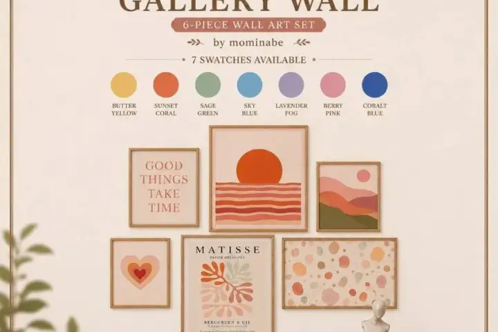 Minimal Gallery Wall – 6-Piece Wall Art Set