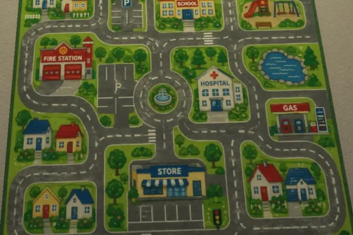 Kids Town Square Rug