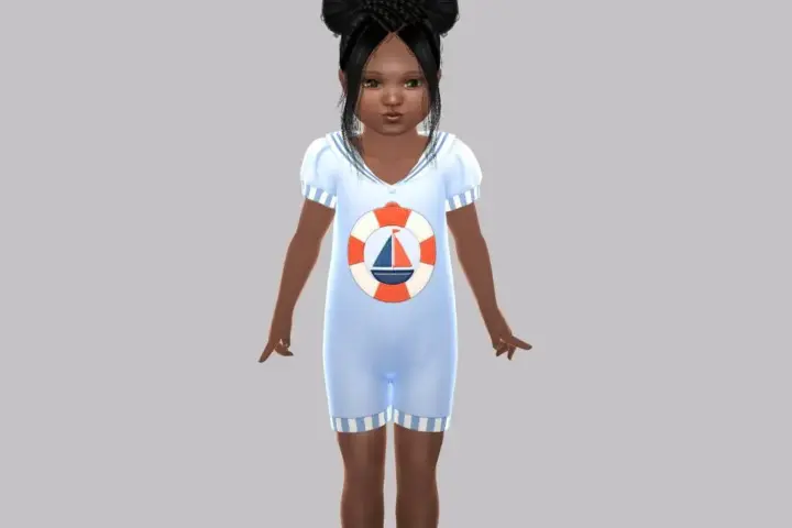 Toddler - Nautical sailor romper with lifebuoy applique and playful details