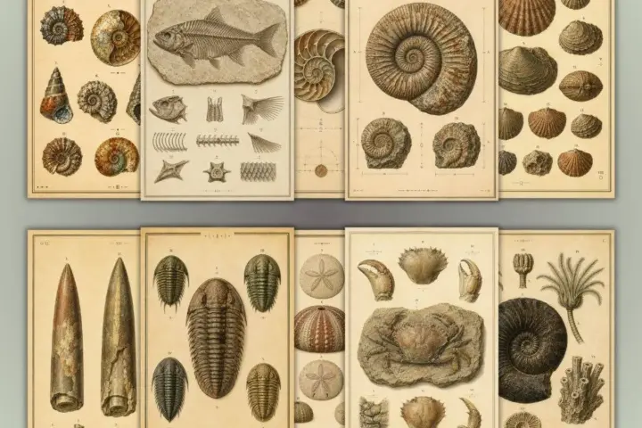 Echoes in Stone – Antique Fossil Poster Collection