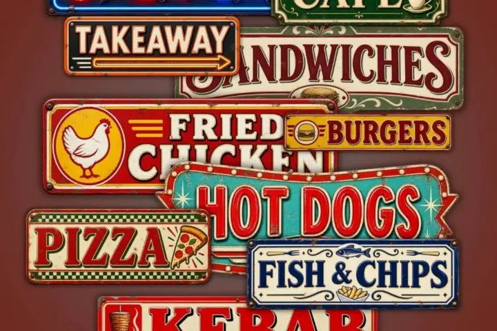 Open Late – Vintage Takeaway Sign Collection