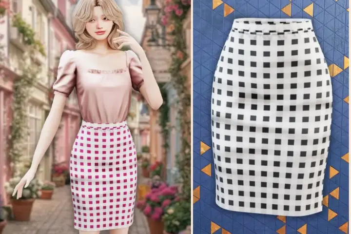 Classic gingham pencil skirt