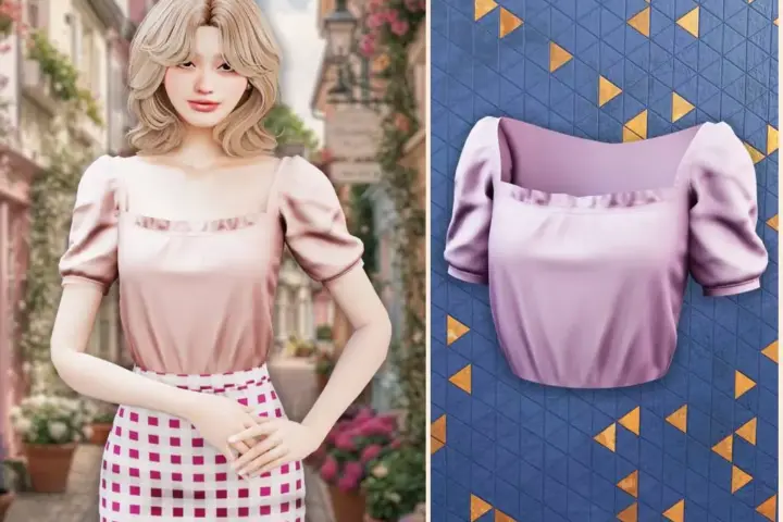 Sweetheart puff sleeve blouse