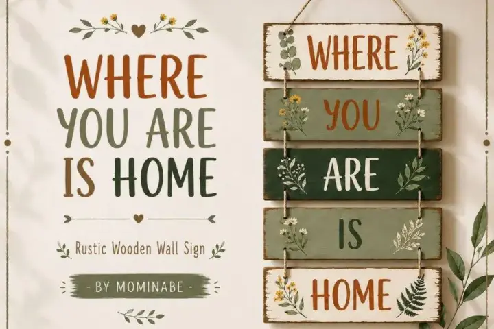 Rustic Wooden Wall Sign – “Where You Are Is Home”