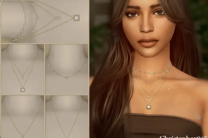 Adorned Necklace Set - Diamond Charm Layered Necklaces